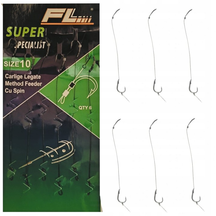 PRZYPONY METHOD FEEDER NA PLECIONCE Z IGŁĄ HAK No10 6 SZTUK