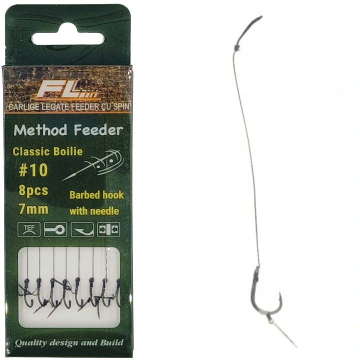 PRZYPONY METHOD FEEDER NA PLECIONCE Z IGŁĄ HAK No10 8 SZTUK
