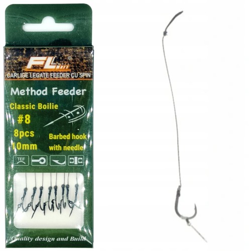 PRZYPONY METHOD FEEDER NA PLECIONCE Z IGŁĄ HAK No8 8 SZTUK