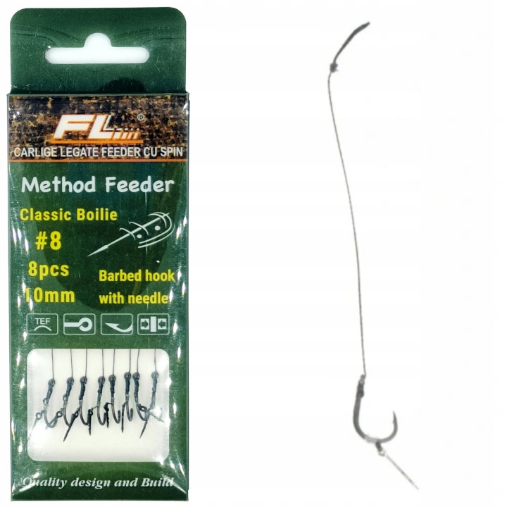 PRZYPONY METHOD FEEDER NA PLECIONCE Z IGŁĄ HAK No8 8 SZTUK