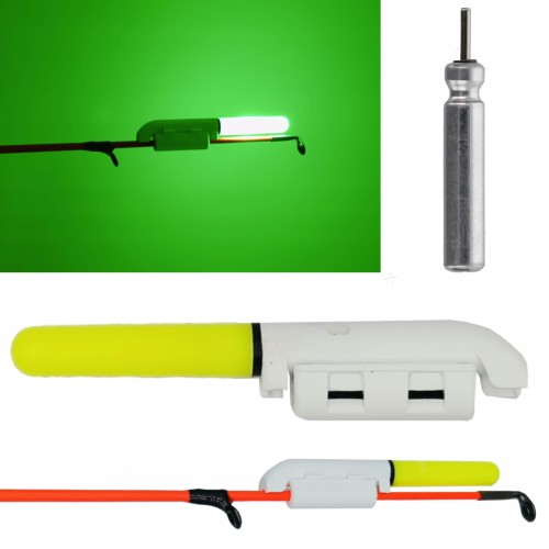 ŚWIETLIK ELEKTRONICZNY LED NA SZCZYTÓWKĘ FEEDER + BATERIA ZIELONY