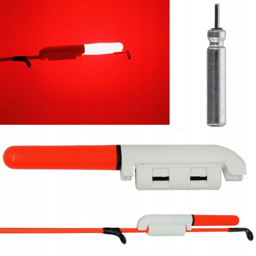 ŚWIETLIK ELEKTRONICZNY LED NA SZCZYTÓWKĘ FEEDER + BATERIA CZERWONY