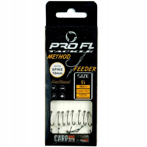 8x PRZYPON METHOD FEEDER NA ŻYŁCE Z IGŁĄ HAK No6 8 SZTUK