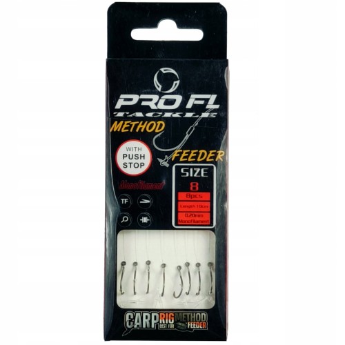 8x PRZYPON METHOD FEEDER NA ŻYŁCE Z IGŁĄ HAK No8 8 SZTUK