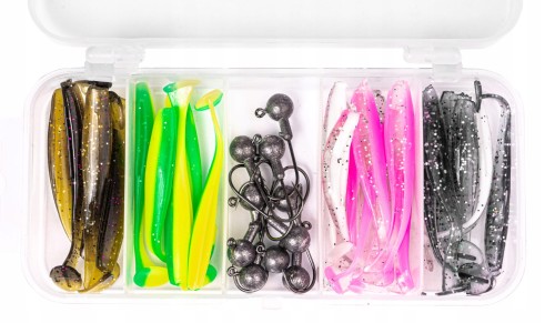 ZESTAW NA SPINNING 25 SZTUK + GŁÓWKI PUDEŁKO SZCZUPAK OKOŃ 5.5 CM