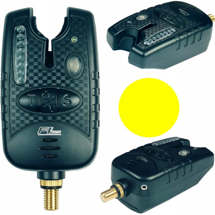 WĘDKARSKI SYGNALIZATOR BRAŃ FL JY-36 LINIA LED ŻÓŁTY + BATERIA